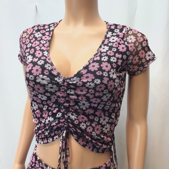 J for Justify 2Pc Floral Ruched Top & Mini Skirt Set - Picture 2 of 12